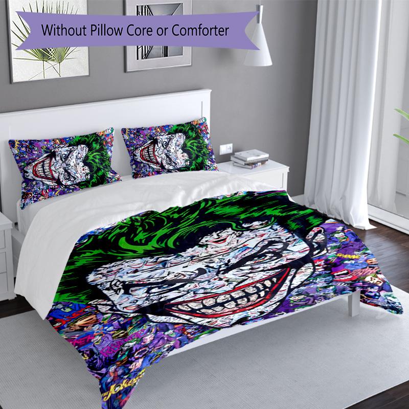 3pcs Joker pattern bedding set duvet cover set includes duvet cover &pillowcases, perfect all season bedroom decoration & gift