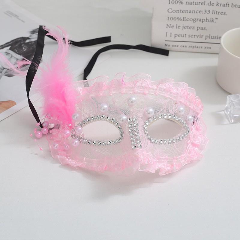 Сексуальная кружевная полумаска с перьями - аксессуар для макияжа на Хэллоуин и маскарада