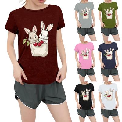 Женская повседневная футболка с круглым вырезом и короткими рукавами с принтом