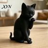 Элегантная Черная Модель Кошки, Миниатюрное Украшение Формы, Матовая 3D-печатная Фигурка, Декоративная для Рабочего Стола, Прихожей, Спальни, Маленькое Украшение