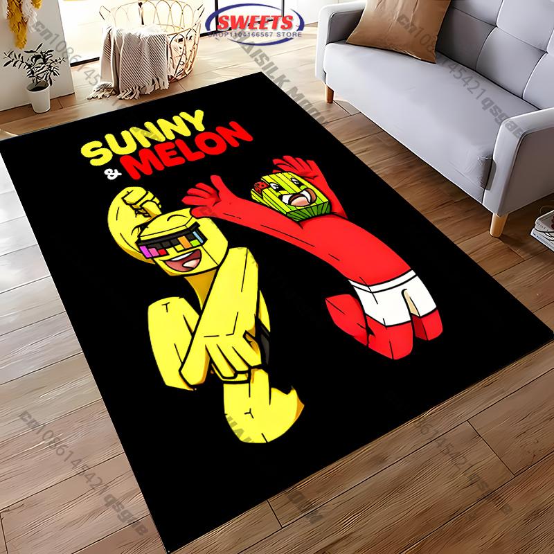 Funny S-Sunny and Mel0n Pattern Carpet Rug for Living Room Bedroom,Office Areas,large Decora Mat, Durable Machine Washable Mat