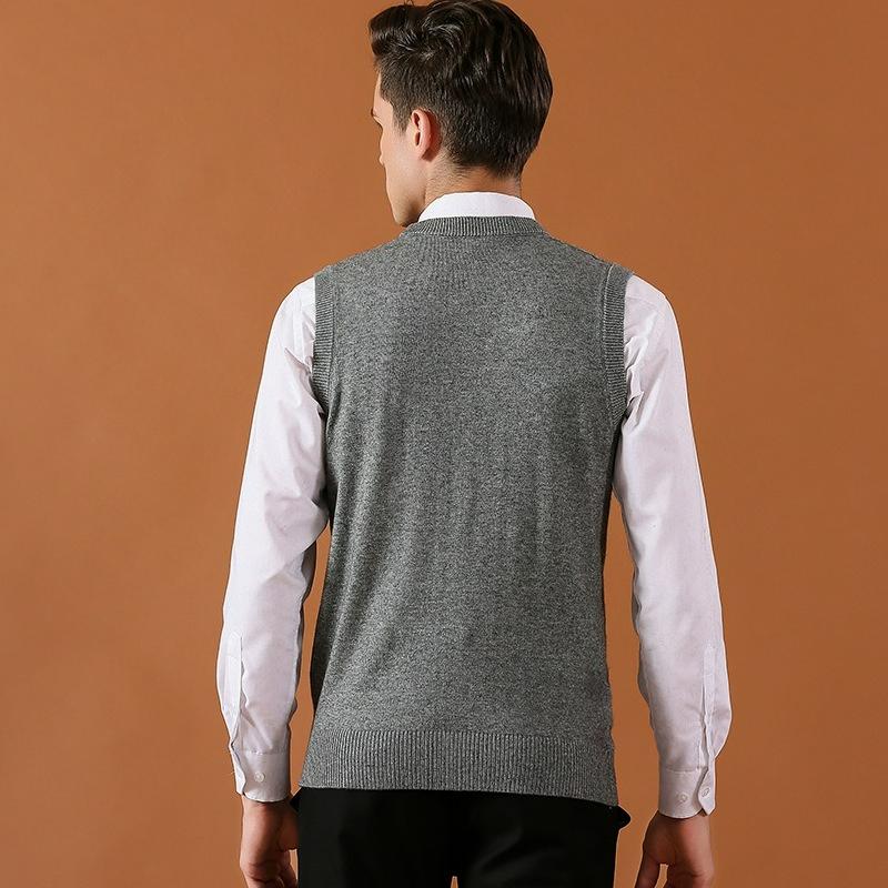 Осенне-зимний жилет мужской V-образный на пуговицах кардиган вязаный жилет однотонный свитер мужской жилет кардиган