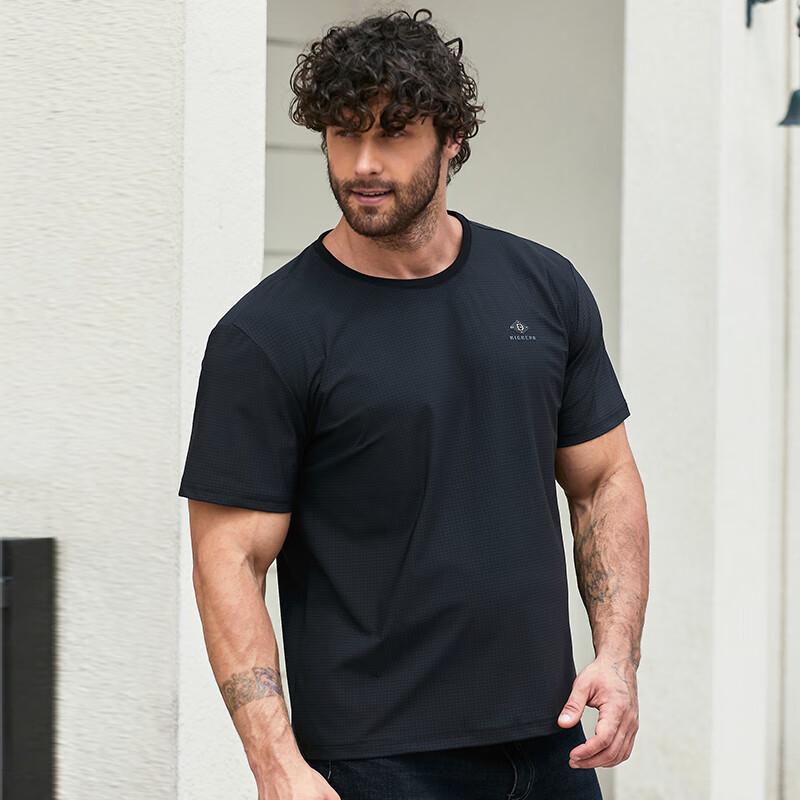 Dibinze Men's Plus Size Ice Silk Short Sleeve T-Shirt