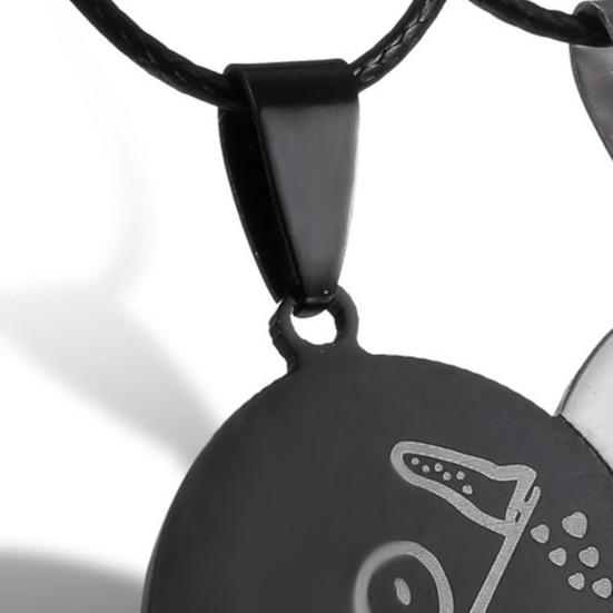 Yousheng 1 Pair Couple Matching Necklaces Heart Pendant Love Symbol Electroplated Alloy Anniversary Valentines Day Gift Neck Jewelry