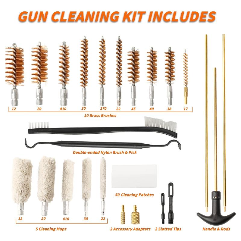 Набор для ухода за оружием класса люкс — усовершенствованные инструменты для чистки в прочном футляре для переноски — базовый уход за охотничьими винтовками, пистолетами и ружьями