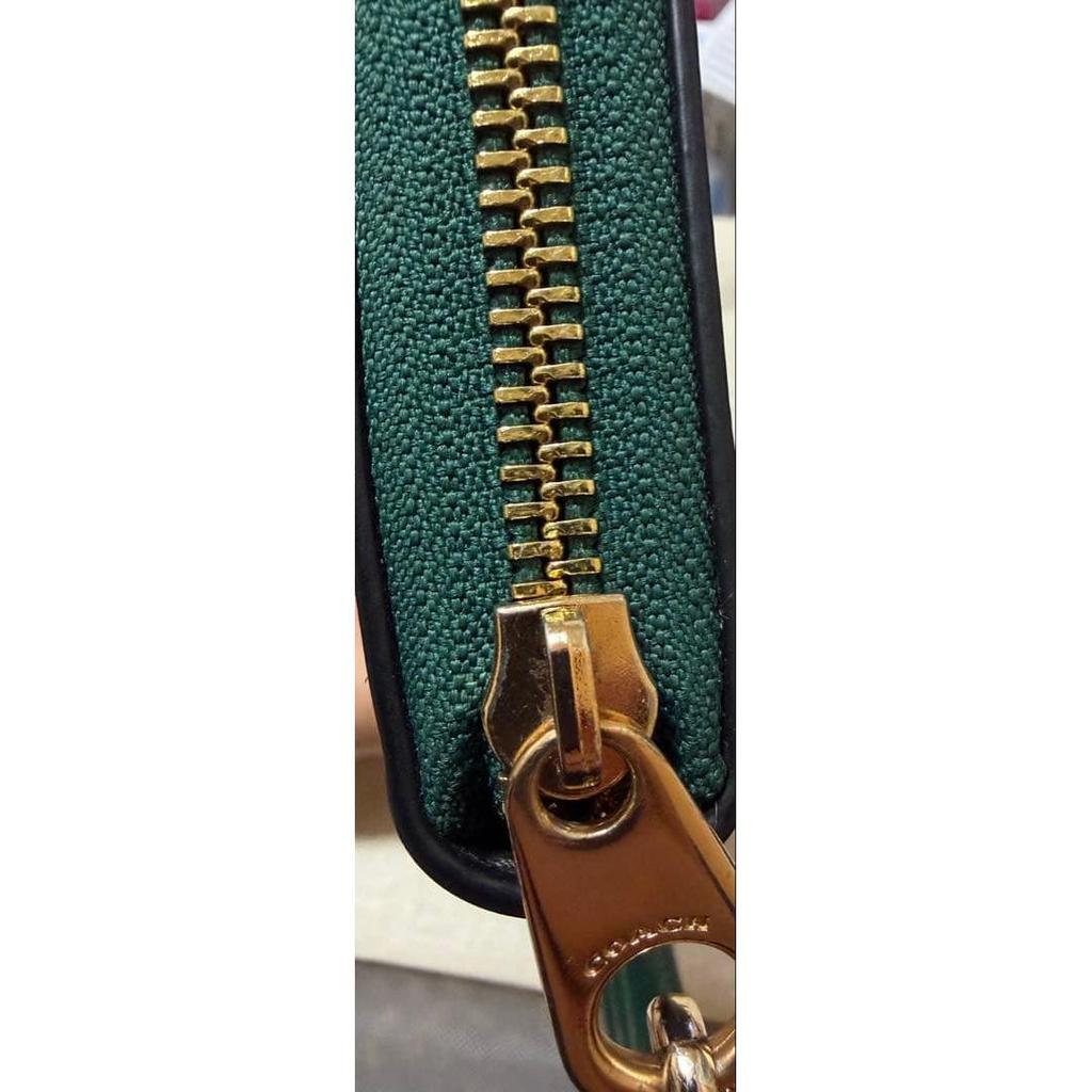 [Good condition] COACH long wallet signature brown x green with strap