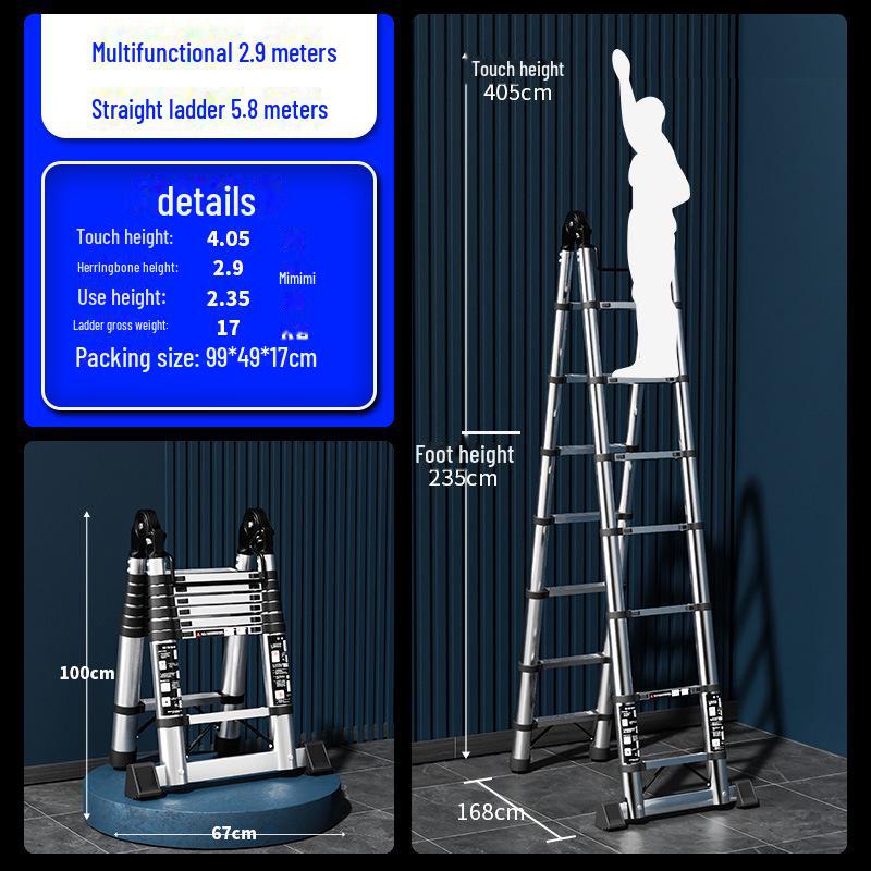 Многофункциональная складная телескопическая лестница из нержавеющей стали