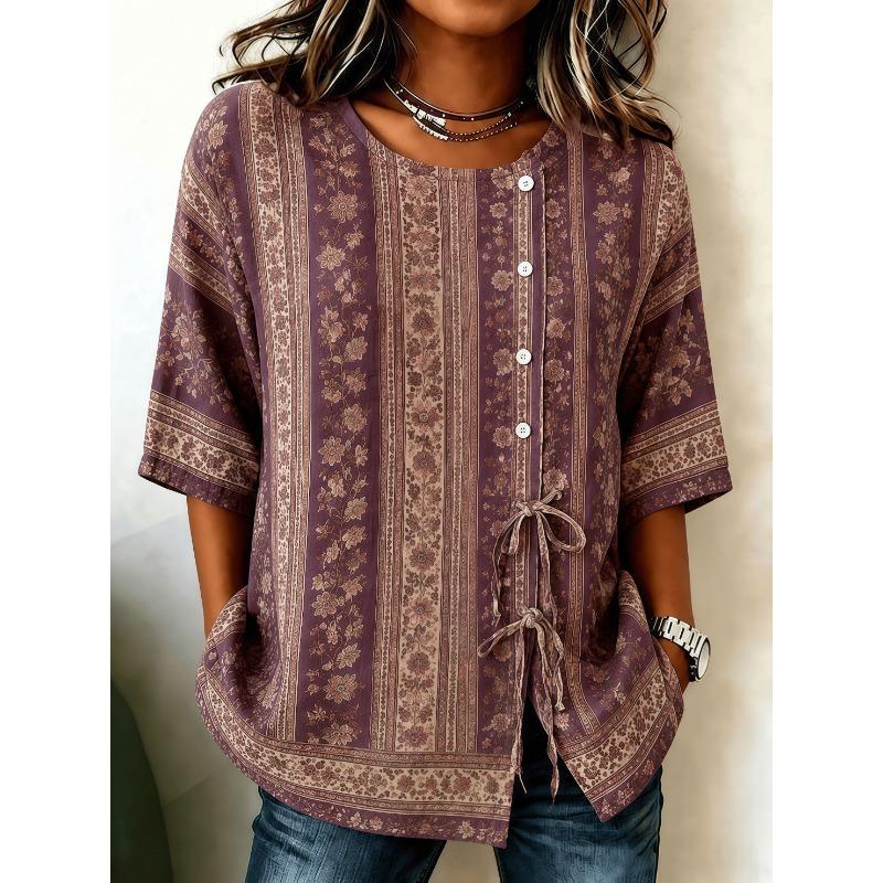 Summer Casual Women's Half Sleeve Shirt, Fashion 3D Stereo Print, Loose Simple Version Skin-Friendly Breathable Daily Top