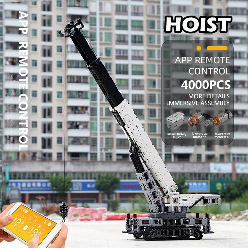 Mould King 17002 Технические игрушки-машины The MOC-10123 Радиоуправляемый Моторизованный Кран Liebherred LTR 11200 Модель Грузовика Строительные Блоки Подарки для Детей