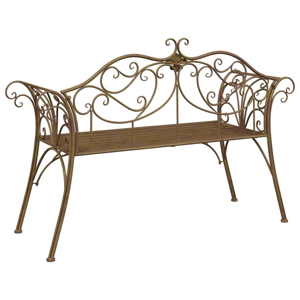 Garden Bench 2 Seater 130 x 47 x 90 cm Antique Brown Steel