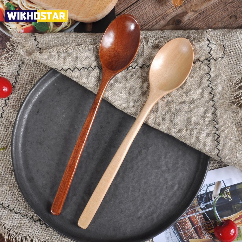 2pcs Wooden Spoon Healthy Tableware Kitchen Cooking Wooden Cooking Spoons Utensil Tools Soup Teaspoon Catering