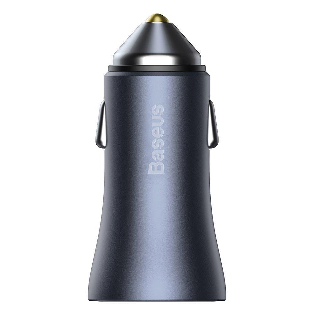 Baseus Pro Dual-Port Car Charger 40W USB-C & USB-A with Cable - Gray | PD QC 4.0+ SCP FCP AFC Support