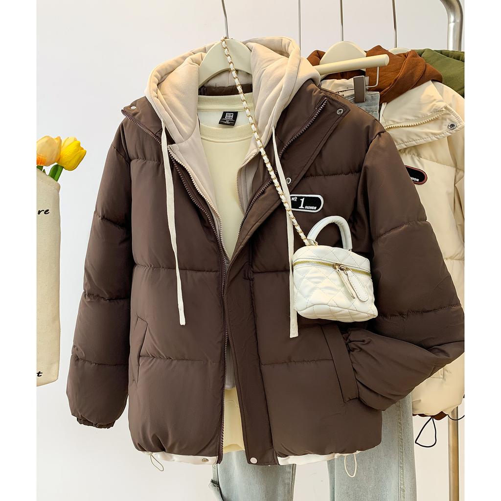 Женская зимняя новинка 2025 года, хлопковая одежда из двух частей, толстая теплая стеганая куртка, женская стеганая куртка с пухом, универсальная студенческая куртка