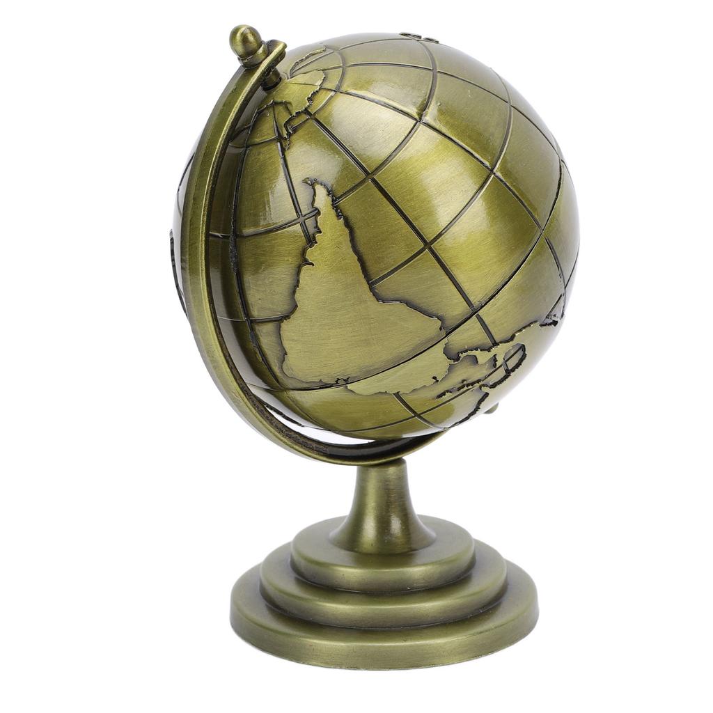 World Globe Alloy Metallic Luster and Texture 360 Degrees Rotating Educational Globe for Office Study