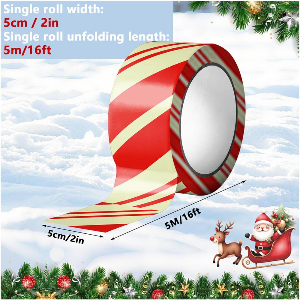 16,4 фута Рождественская предупреждающая лента Сделай сам Рождественская светящаяся в темноте декоративная предупреждающая лента Светящаяся праздничная декоративная лента в рулоне