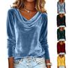 Women's Solid Color Gold Velvet Fashionable Long Sleeved T-shirt Pullover Top