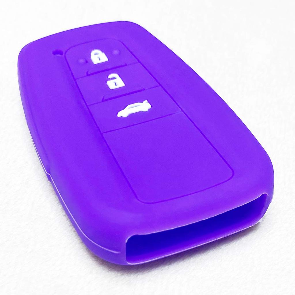 [IKT] Силиконовый чехол для смарт-ключей для автомобилей Toyota 3 кнопки фиолетовый/Corolla Cross/RAV4/Crown/Camry/C-HR/Prius 50 серии/Land Cruiser Prado 150 л