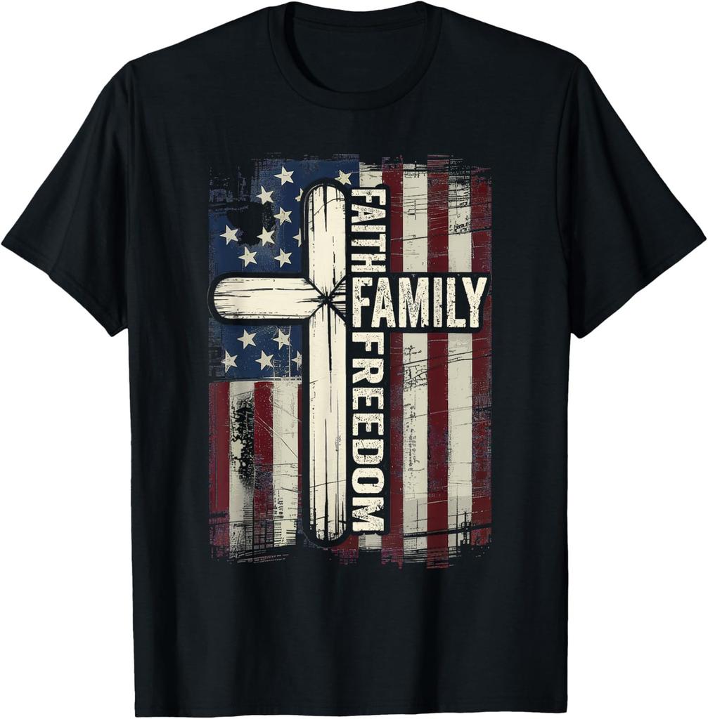 Faith Family Freedom USA Flag Graphic Unisex T-Shirt