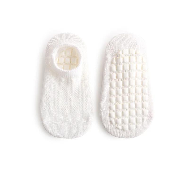 Детские носки Мягкий гребенной хлопок Носки для малышей Нескользящие Противоскользящие Новорожденные Силиконовая подошва Детские Домашние Сетчатые Тонкие Летние Однотонные Носки
