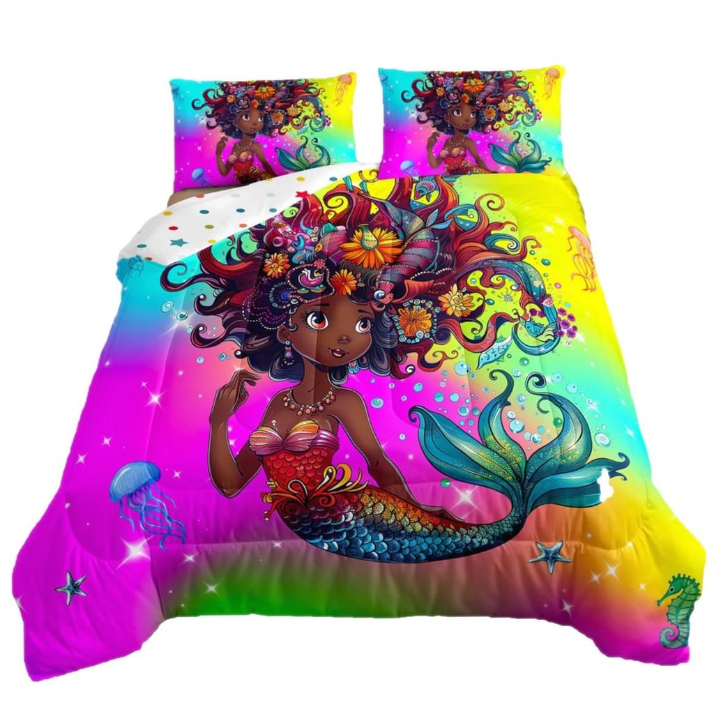 Butterfly Dream Catcher Comforter Set for Kids Teens Girls, Mandala Feather Bedding Down Comforter Twin Size, Bohemian Duvet Insert, Galaxy