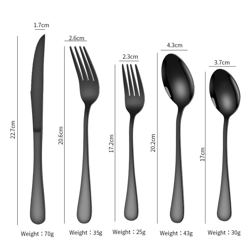 Набор столовых приборов из нержавеющей стали: Нож, Вилка, Ложка для Дома, Отеля, Западного Ресторана, включая Стейковый Нож и Вилку, Суповую и Столовую Ложку с Длинной Ручкой.
