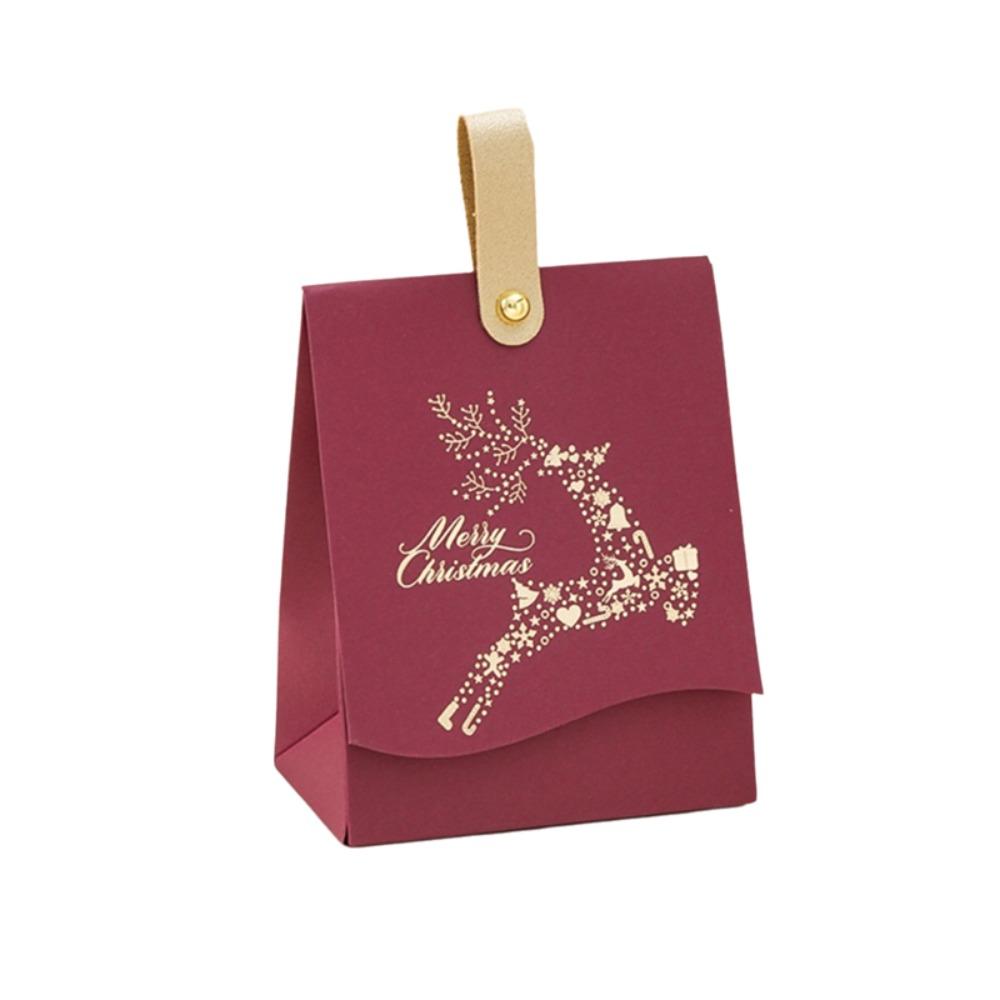 10PCS with Leather Handles Christmas Party Gift Packaging Bag Cookie Package Bag Business