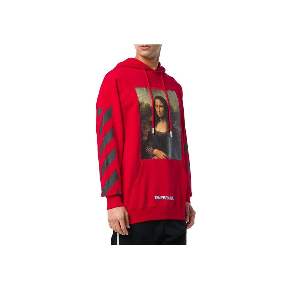 Off-White Толстовка с капюшоном «Мона Лиза», красные мужские топы OMBB029S180030122010