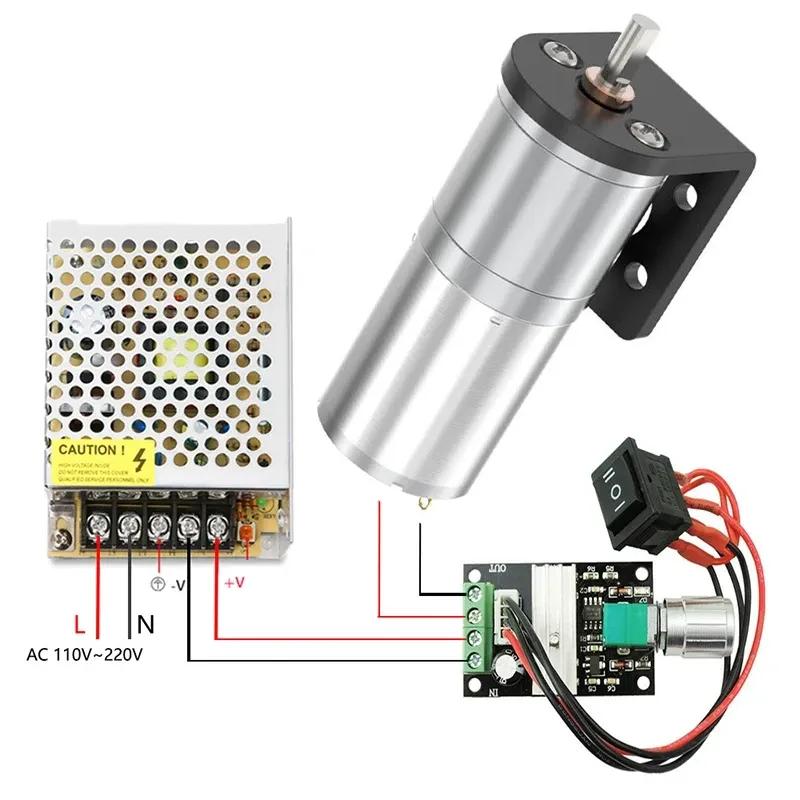 JGA25-370 DC 12V 24V 12RPM-1360RPM Reduction Gear Motor Large Torque High Power Worm Gear Motor Reversed Gear Motor