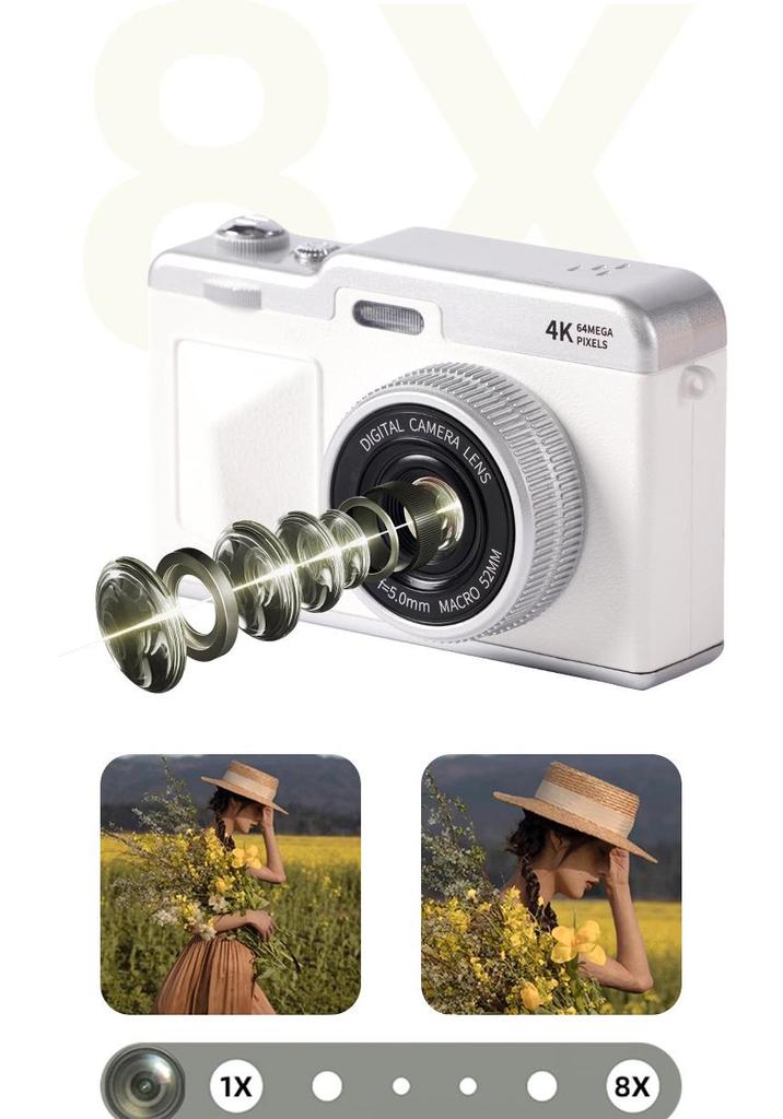 4K HD Dual Camera for Students - Compact and Portable Outdoor Travel Camera with HD Screen