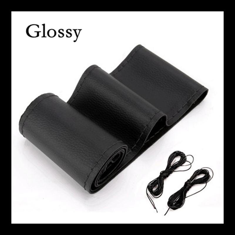 Чехол на руль автомобиля 15 дюймов/38 см, оплетка из мягкой искусственной кожи на руле с иглой и ниткой