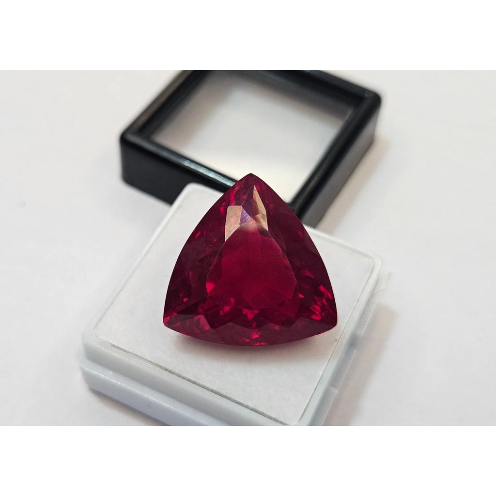 Stunning Red Color Ruby Mozambique Trillion Cut 32+ Ct Certified Loose Gemstone