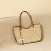 Seaside vacation style shopping bag woven hand carry grass woven bag shoulder underarm bag large capacity tote bag