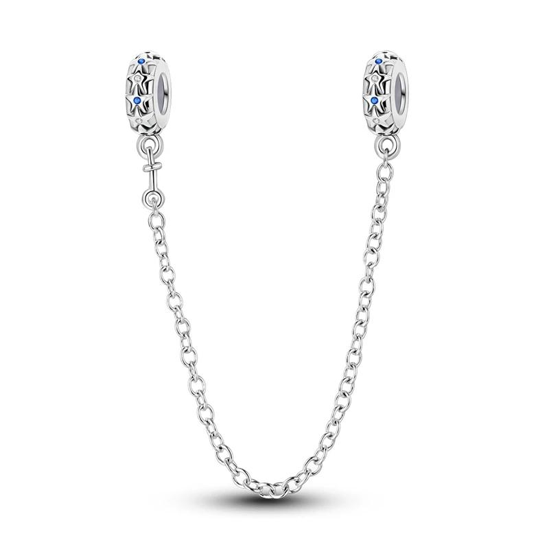 Подлинная медная цепочка безопасности для рождественской елки в виде соединенных сердец, подходит для оригинального браслета, DIY шармы для изготовления ювелирных изделий