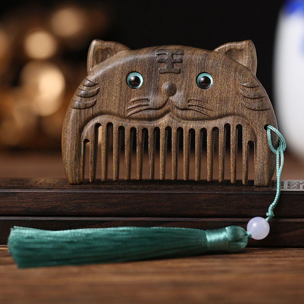 Point Chinese Zodiac Hair Styling Pocket Comb Wooden Hair Comb Fine Tooth Comb Massage Comb