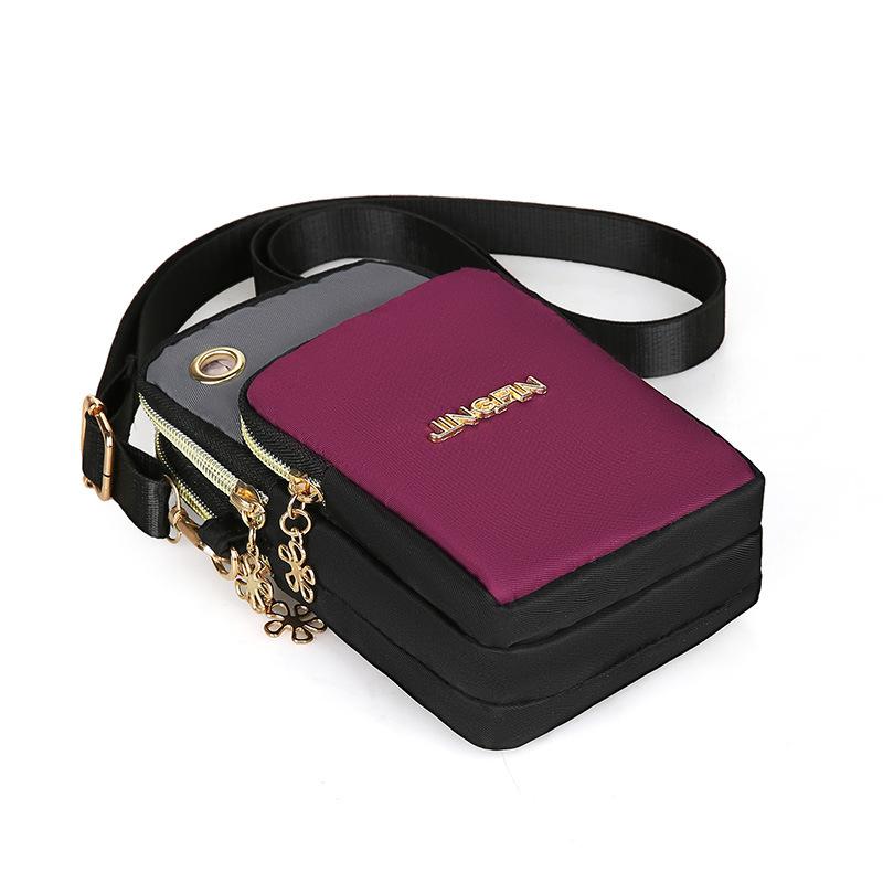 Yogodlns Нейлоновая сумка через плечо контрастного цвета для телефона, небольшая сумка через плечо с вертикальной молнией, кошелек-мессенджер, кошелек для монет, карточек