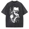 Anime One Piece Washed Tshirt Men Unisex Streetwear  cotton Short Sleeved Graphic Tee  Summer new Harajuku Casual Top