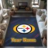 Pittsburgh Steelers Crystal Velvet Rug, Custom Name Text Personalized Non‑Slip Floor Mat for Home Decor Gift