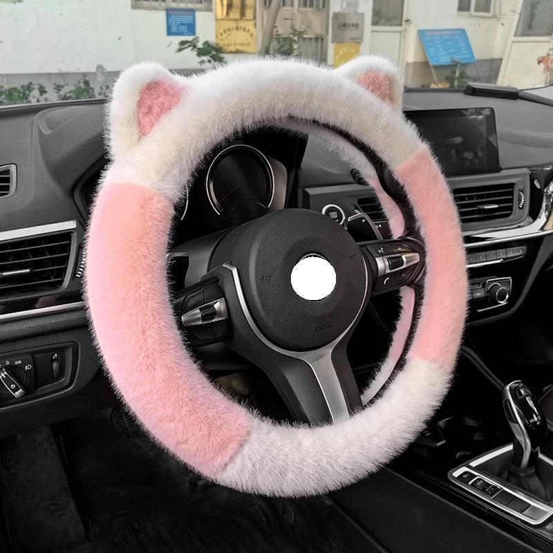 2023 Новая Милая Зимняя Накидка на Руль Автомобиля с Длинной Шерстью Черно-белая Тип D Простой Стиль