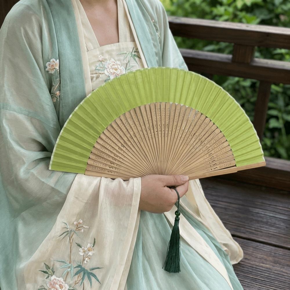 Hollowed-out Chinese Style Fan with Tassel Dance Fan Classical Handheld Fan Dance Performance