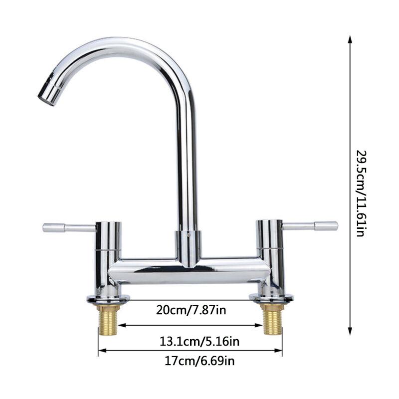 1 шт. двухрычажный поворотный смеситель для ванной комнаты, кухонной мойки, современный монтаж горячей и холодной воды на палубе, 2 отверстия