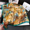 Guofeng Silk Scarf Landscape Ink Square Scarf 70Cm Simulated Silk Scarf Thousand Miles Of Rivers And Mountains Silk Scarf Women