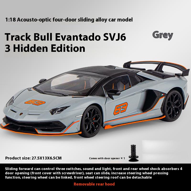 1/18 Scale Lamborghini Aventador SVJ Hidden Edition Race King Supercar Alloy Diecast Model Car Sound & Light Children Toy Gift Present