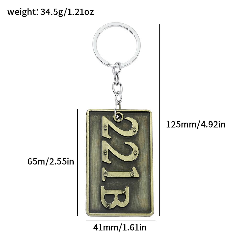 Movie Sherlock Metal Keychain Sherlock House Number 221B Nameplate Pendant Key Chain for Women Men Keyring Jewelry