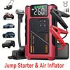 Portable Car Air Compressor and Emergency Starter with LED Emergency Light, 3000A Peak Power, 12V for Petrol/Diesel Vehicles, USB Input/Output