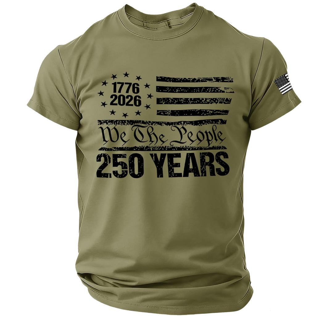 Мужская футболка с коротким рукавом и круглым вырезом с принтом We The People 250 Years 1776 2026 Flag, повседневный топ