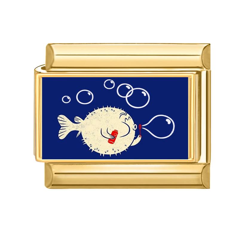 Винтажная морская серия: Морская звезда, Ракушка, Краб, Раковина, Хвост рыбы, Золотой цвет, Итальянский шарм-звенья, Подходит для браслета из нержавеющей стали 9 мм, Сделай сам