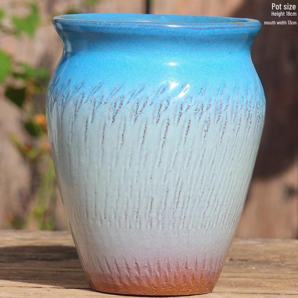 Handmade Coarse Purple Clay Ceramic Succulent Pot, Breathable Square Mouth, Large Opening for Green Plants