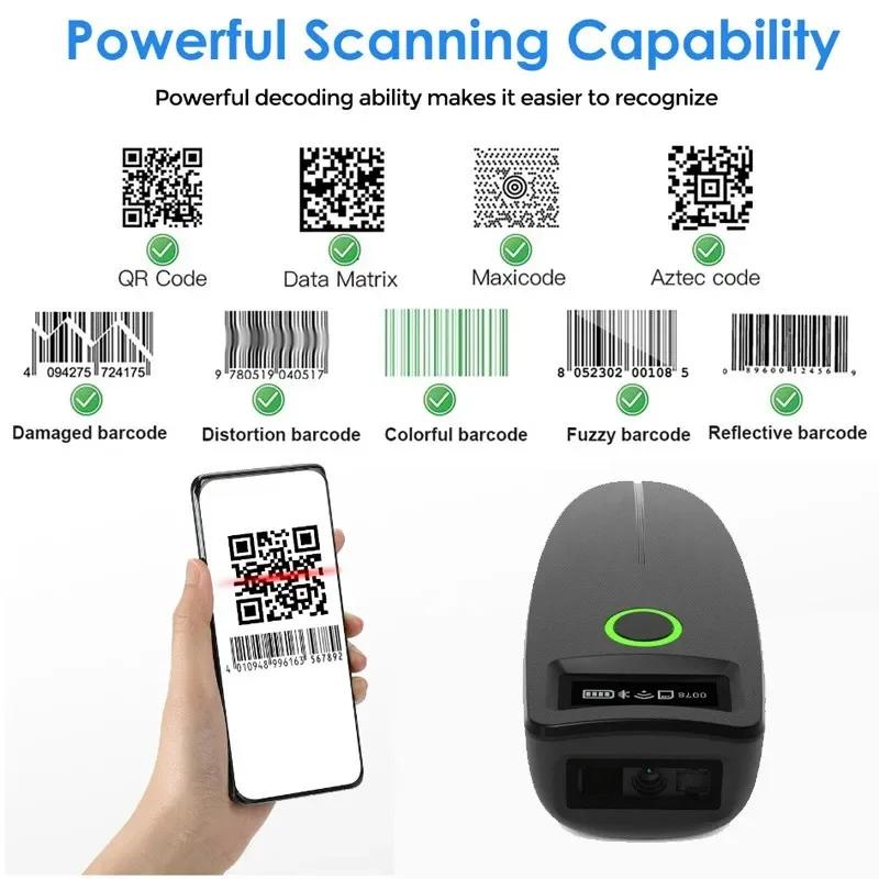 Wireless 2D Barcode Scanner 1D 2D QR Code Scanner USB Bluetooth Mini Pocket QR Reader IOS Android Windows for Mobile Payment
