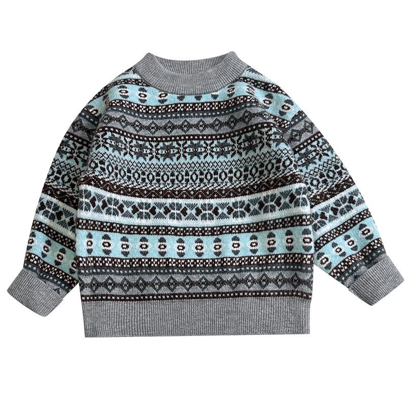 Boys' Thick Fleece-Lined Sweater: Winter 2025, Round Neck, Double-Layer Knit, Kids' Cardigan