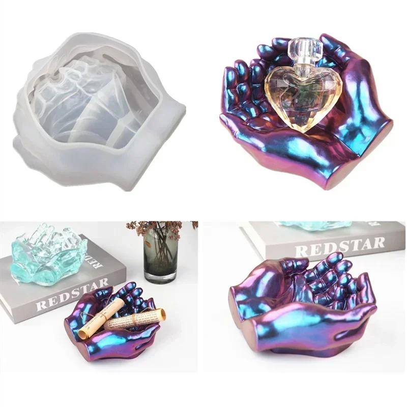DIY Ashtray Epoxy Crystal Resin Silicone Mold Two-hand Model Hand Dish Mirror